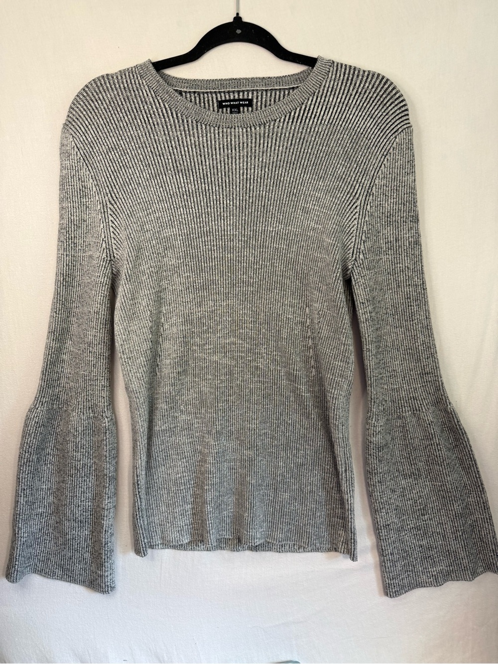 Who What Wear Ribbed Bell-Sleeve Sweater heavy weight - Gray XXL
